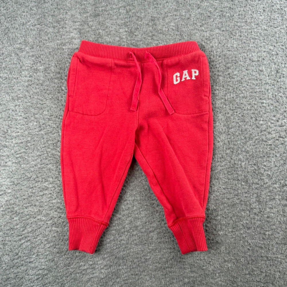 Baby Gap Sweatpants Toddler 12-18 Months Red Glitter Logo Joggers